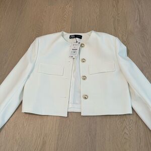 Zara Women's White Cropped Jacket